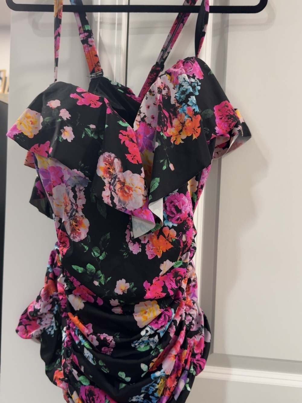 torrid Black Floral Ruffled One-Piece Swimsuit